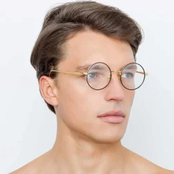 Linda Farrow - 749 C1 Round Optical Frames - Yellow Gold and Black - Linda Farrow Eyewear - Avvenice