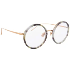 Linda Farrow - 239 C54 Round Optical Frames - Grey Marble - Linda Farrow Eyewear - Avvenice