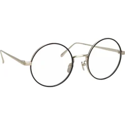 Linda Farrow - 749 C3 Round Optical Frames - White Gold and Black - Linda Farrow Eyewear - Avvenice