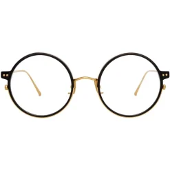 Linda Farrow - 801 C9 Round Optical Frames - Optical Lens in Black Frame - Linda Farrow Eyewear - Avvenice