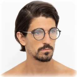 Linda Farrow - 801 C12 Round Optical Frames - Optical Lens in Black Frame - Linda Farrow Eyewear - Avvenice