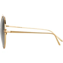 Linda Farrow - 816 C4 Round Sunglasses - Yellow Gold - Linda Farrow Eyewear - Avvenice