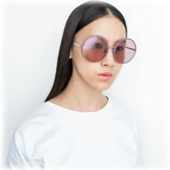 Linda Farrow - 457 C20 Round Sunglasses - Milky Purple - Linda Farrow Eyewear - Avvenice