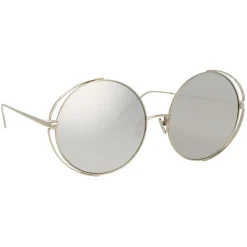 Linda Farrow - 816 C2 Round Sunglasses - White Gold - Linda Farrow Eyewear - Avvenice