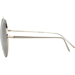 Linda Farrow - 816 C2 Round Sunglasses - White Gold - Linda Farrow Eyewear - Avvenice