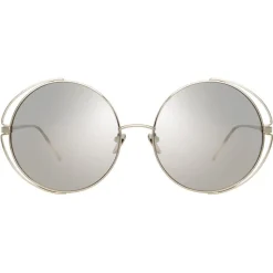 Linda Farrow - 816 C2 Round Sunglasses - White Gold - Linda Farrow Eyewear - Avvenice