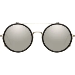 Linda Farrow - 741 C4 Round Sunglasses - Black & Titanium - Linda Farrow Eyewear - Avvenice