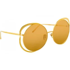 Linda Farrow - 659 C1 Round Sunglasses - Yellow Gold - Linda Farrow Eyewear - Avvenice