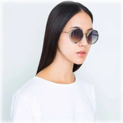 Linda Farrow - 239 C50 Round Sunglasses - Grey Marble - Linda Farrow Eyewear - Avvenice