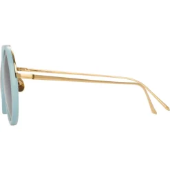 Linda Farrow - 239 C70 Round Sunglasses - Porcelaine Blu - Linda Farrow Eyewear - Avvenice