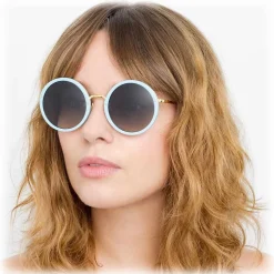 Linda Farrow - 239 C70 Round Sunglasses - Porcelaine Blu - Linda Farrow Eyewear - Avvenice