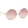 Linda Farrow - 816 C8 Round Sunglasses - Light Gold - Linda Farrow Eyewear - Avvenice