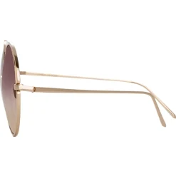 Linda Farrow - 816 C8 Round Sunglasses - Light Gold - Linda Farrow Eyewear - Avvenice
