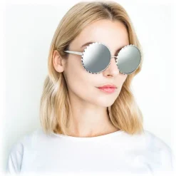 Linda Farrow - 662 C2 Round Sunglasses - White Gold - Linda Farrow Eyewear - Avvenice