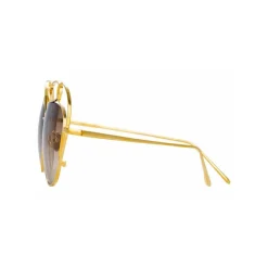 Linda Farrow - 853 C4 Round Sunglasses - Yellow Gold - Linda Farrow Eyewear - Avvenice