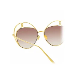 Linda Farrow - 853 C4 Round Sunglasses - Yellow Gold - Linda Farrow Eyewear - Avvenice
