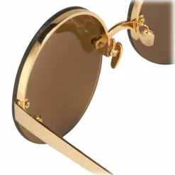 Linda Farrow - 313 C1 Round Sunglasses - Yellow Gold - Linda Farrow Eyewear - Avvenice