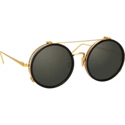 Linda Farrow - 741 C1 Round Sunglasses - Black & Gold - Linda Farrow Eyewear - Avvenice