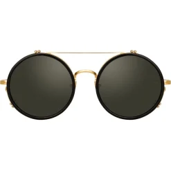 Linda Farrow - 741 C1 Round Sunglasses - Black & Gold - Linda Farrow Eyewear - Avvenice