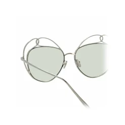 Linda Farrow - 853 C6 Round Sunglasses - White Gold - Linda Farrow Eyewear - Avvenice