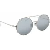 Linda Farrow - 647 C2 Round Sunglasses - White Gold - Linda Farrow Eyewear - Avvenice