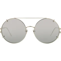 Linda Farrow - 647 C2 Round Sunglasses - White Gold - Linda Farrow Eyewear - Avvenice