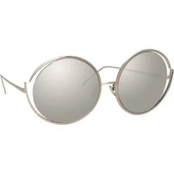 Linda Farrow - 680 C2 Round Sunglasses - White Gold - Linda Farrow Eyewear - Avvenice