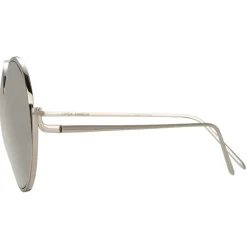 Linda Farrow - 680 C2 Round Sunglasses - White Gold - Linda Farrow Eyewear - Avvenice