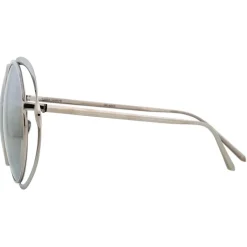 Linda Farrow - 659 C2 Round Sunglasses - White Gold - Linda Farrow Eyewear - Avvenice