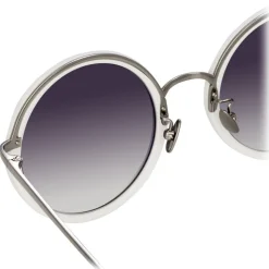 Linda Farrow - 239 C68 Round Sunglasses - White - Linda Farrow Eyewear - Avvenice