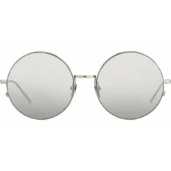 Linda Farrow - 343 C4 Round Sunglasses - White Gold - Linda Farrow Eyewear - Avvenice