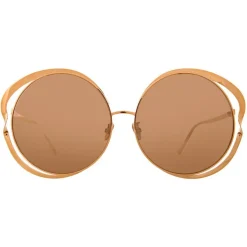 Linda Farrow - 660 C3 Round Sunglasses - Full Rose Gold - Linda Farrow Eyewear - Avvenice