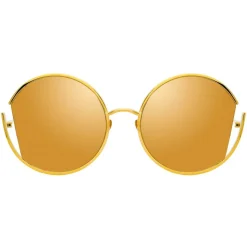 Linda Farrow - 851 C1 Round Sunglasses - Yellow Gold - Linda Farrow Eyewear - Avvenice