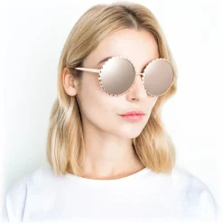 Linda Farrow - 662 C3 Round Sunglasses - Rose Gold - Linda Farrow Eyewear - Avvenice