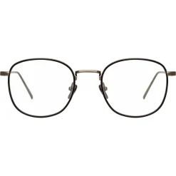 Linda Farrow - 719 C5 Square Optical Frames - Nickel and Black - Linda Farrow Eyewear - Avvenice