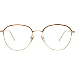 Linda Farrow - 819 C11 Square Optical Frames - Optical Lens in Light Gold Frame - Linda Farrow Eyewear - Avvenice