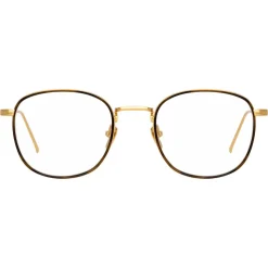Linda Farrow - 719 C2 Square Optical Frames - Yellow Gold & Tortoiseshell - Linda Farrow Eyewear - Avvenice