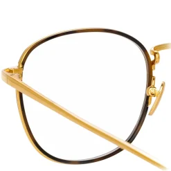 Linda Farrow - 719 C2 Square Optical Frames - Yellow Gold & Tortoiseshell - Linda Farrow Eyewear - Avvenice