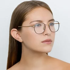 Linda Farrow - 719 C2 Square Optical Frames - Yellow Gold & Tortoiseshell - Linda Farrow Eyewear - Avvenice