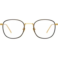 Linda Farrow - 719 C1 Square Optical Frames - Yellow Gold & Black - Linda Farrow Eyewear - Avvenice