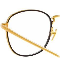Linda Farrow - 719 C1 Square Optical Frames - Yellow Gold & Black - Linda Farrow Eyewear - Avvenice