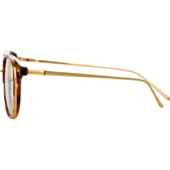Linda Farrow - 814 C2 Square Optical Frames - Optical Lens in Tortoise Frame - Linda Farrow Eyewear - Avvenice
