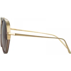 Linda Farrow - Abel Aviator Sunglasses in Brown - LFL1118C3SUN - Linda Farrow Eyewear - Avvenice