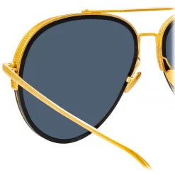 Linda Farrow - Abel Aviator Sunglasses in Black Yellow Gold - LFL1118C1SUN - Linda Farrow Eyewear - Avvenice