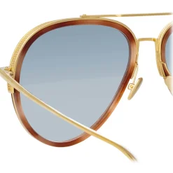 Linda Farrow - Abel Aviator Sunglasses in Horn - LFL1118C4SUN - Linda Farrow Eyewear - Avvenice