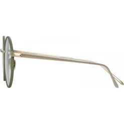 Linda Farrow - Adams Oval Optical Glasses in Light Gold Khaki - LFL925C6OPT - Linda Farrow Eyewear - Avvenice