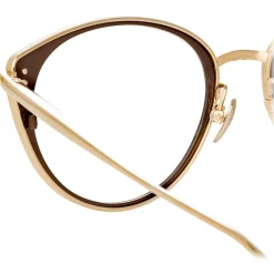 Linda Farrow - Alba Cat Eye Optical Glasses in Light Gold - LFL1339C2OPT - Linda Farrow Eyewear - Avvenice