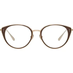 Linda Farrow - Alba Cat Eye Optical Glasses in Light Gold - LFL1339C2OPT - Linda Farrow Eyewear - Avvenice