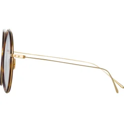Linda Farrow - Alesia A Round Optical Glasses in Tortoiseshell - LF57AC2OPT - Linda Farrow Eyewear - Avvenice