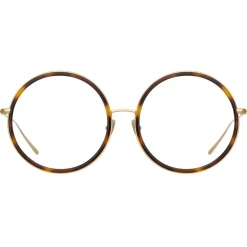 Linda Farrow - Alesia A Round Optical Glasses in Tortoiseshell - LF57AC2OPT - Linda Farrow Eyewear - Avvenice